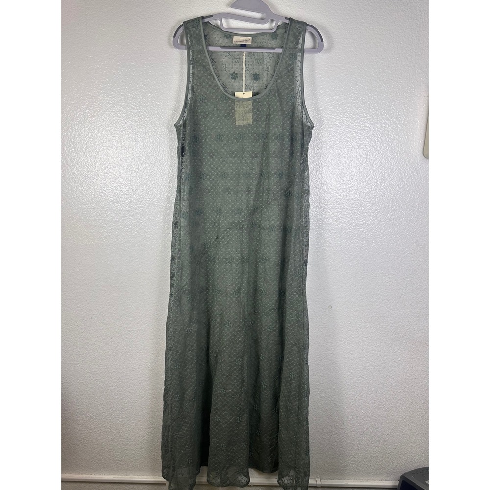 Universal Thread Womens Green Lace Sleeveless Maxi Dress Floral Sheer Size L NWT